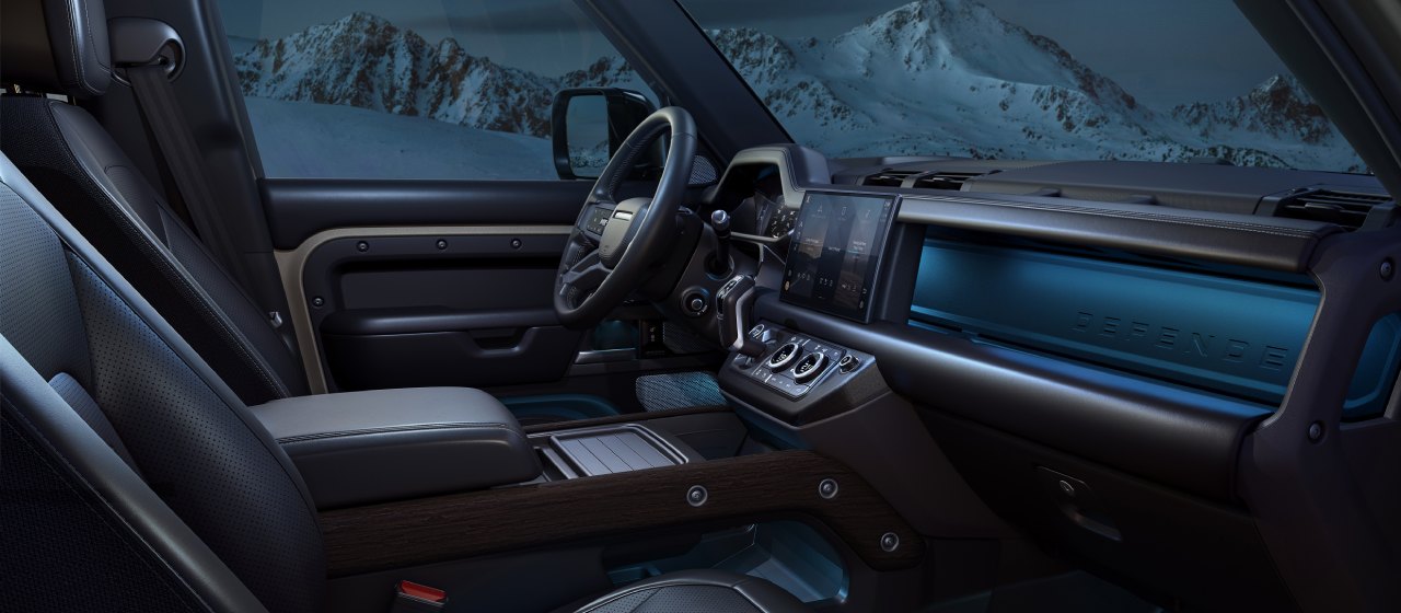 The interior of the Land Rover Defender